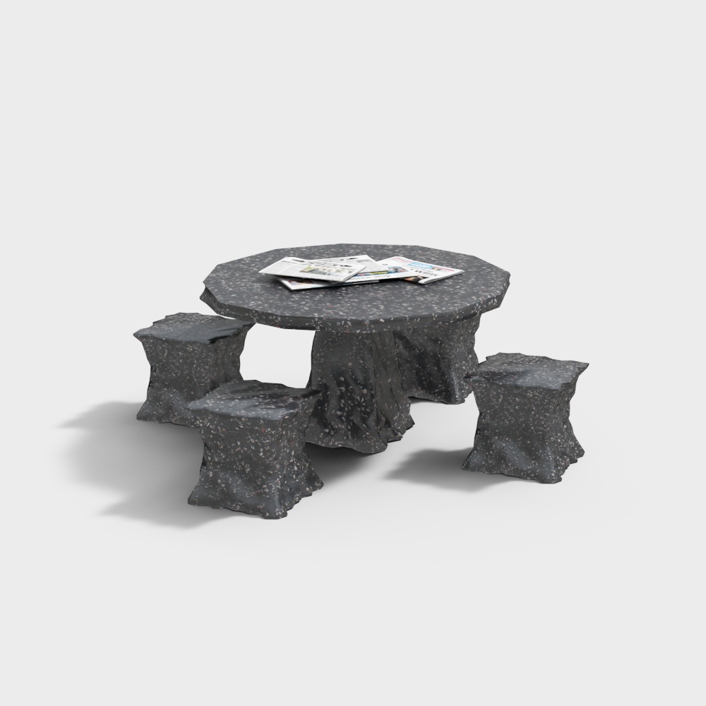 中庭用の新しいスタイルの石の椅子とテーブル