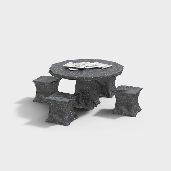 中庭用の新しいスタイルの石の椅子とテーブル