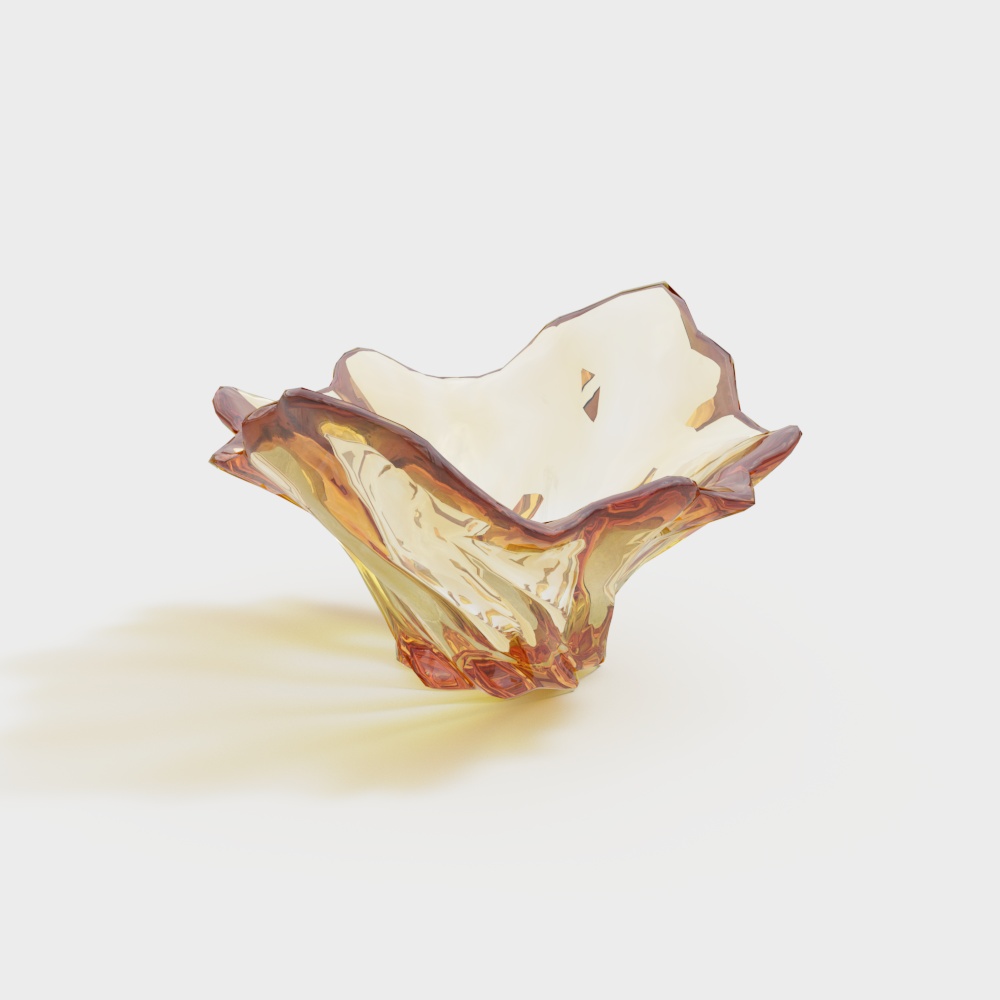 Glistening Crystal Bowl 3D Model – Amber Glass Design