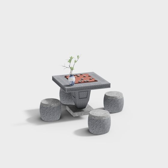 Chaise et table en pierre moderne pour le jardin