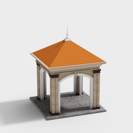 Charming Low-Poly Pavilion 3D model