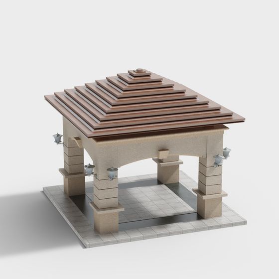 Mediterranean-Inspired Pavilion 3D model