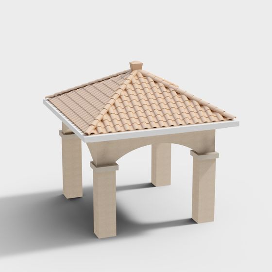 Mediterranean Style Low-Poly Pavilion 3D model