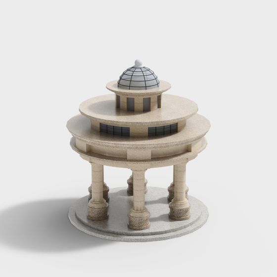 Low-Polygon Dome Pavilion 3D model