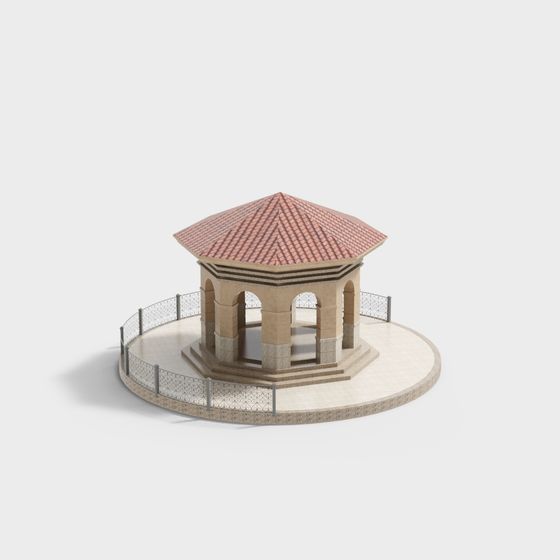 Elegant Low-Poly Pavilion 3D model