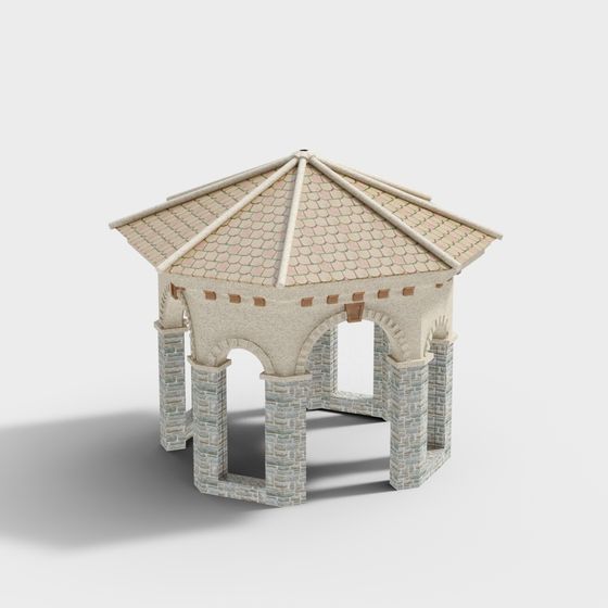 Grey Stone Pavilion 3D model for Tranquil Gardens