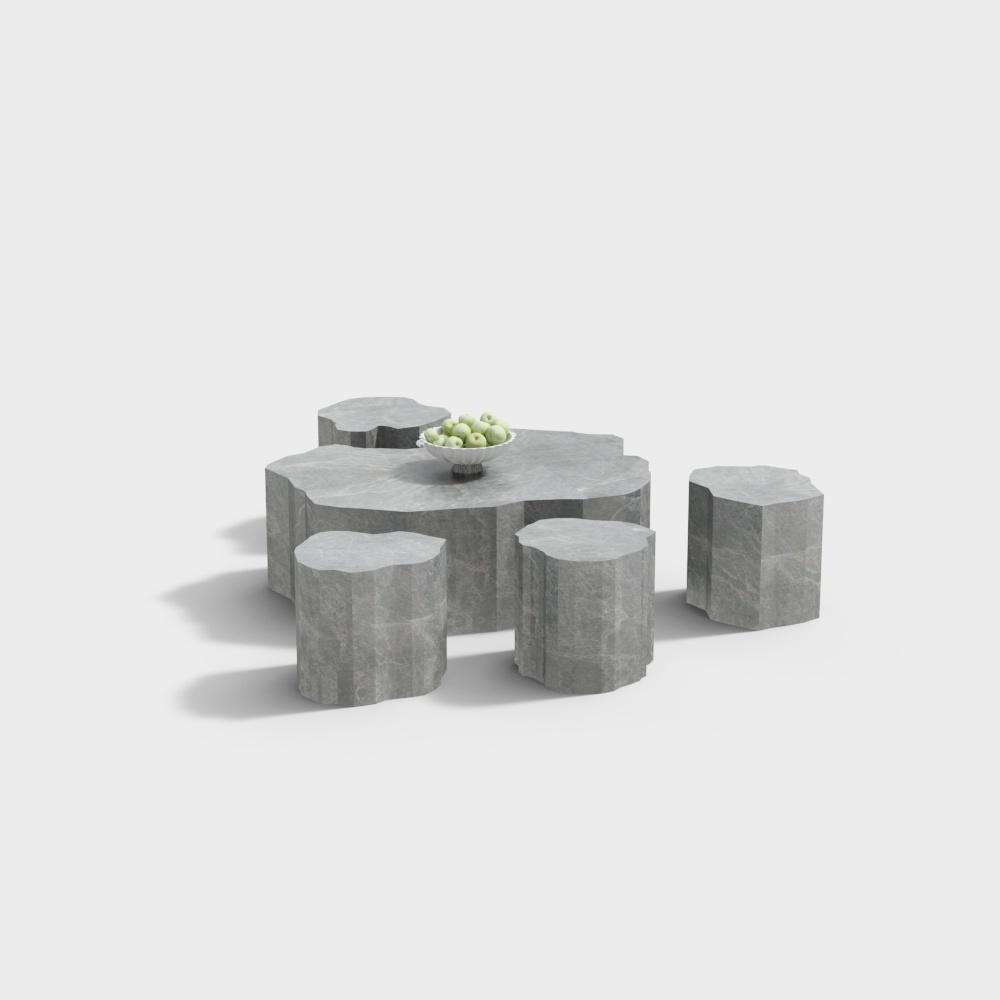 Square modern stone chair table