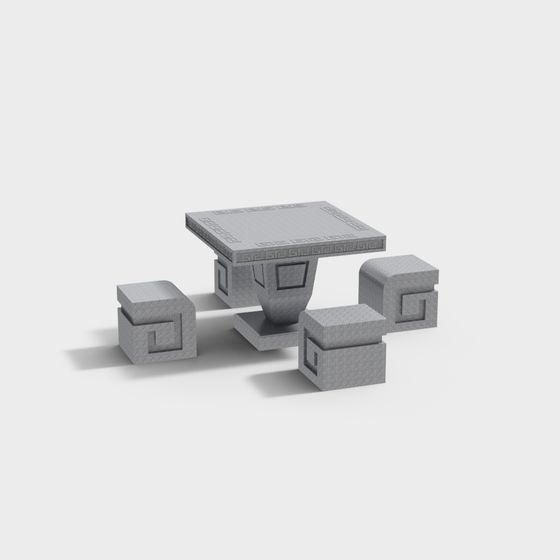 Greek Courtyard Table and Chairs 3D model