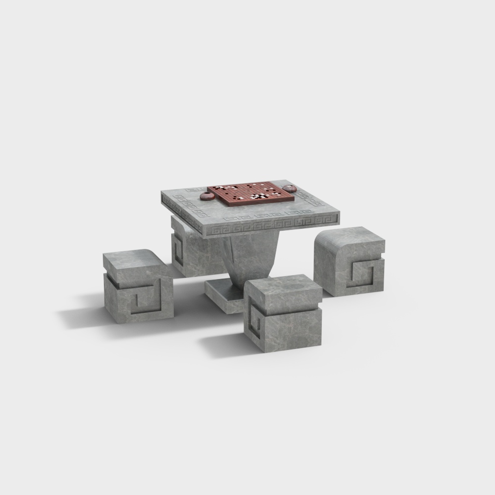 Bàn và ghế đá cổ vuông