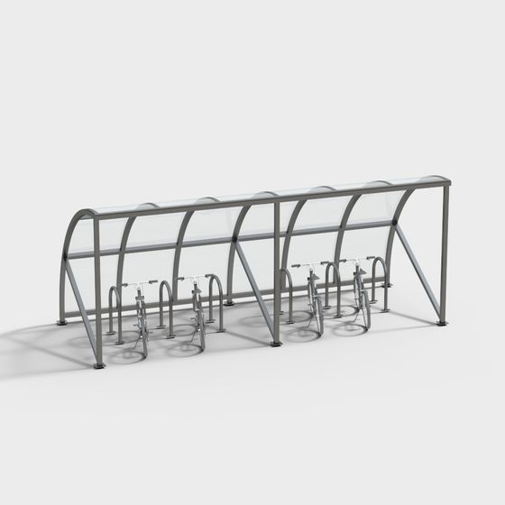 Sleek Bicycle Parking Shelter 3D model
