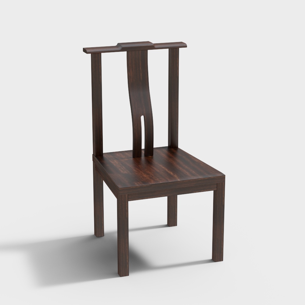 Elegant Low-Polygon Chair 3D Model – Wood Texture
