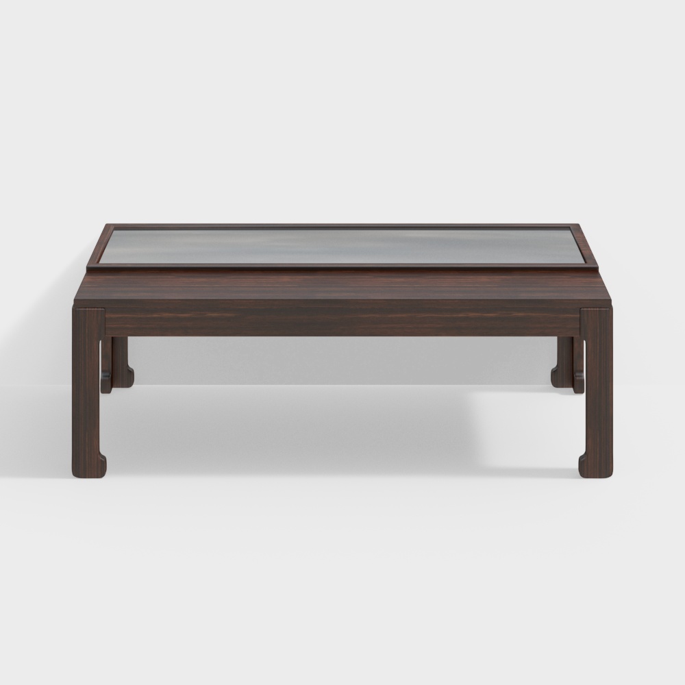 Glass Top Wooden Table 3D model