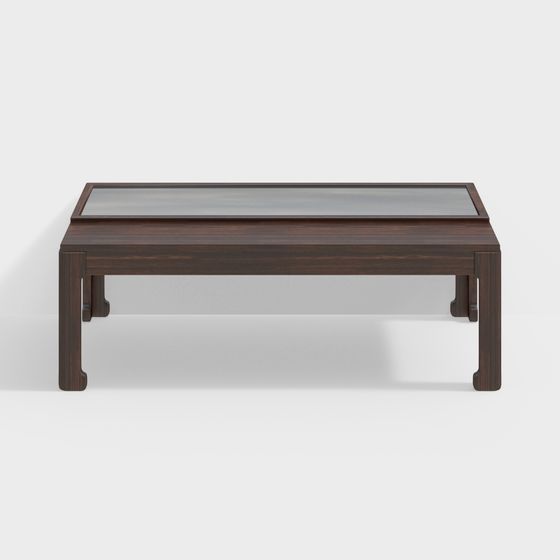 Glass Top Wooden Table 3D model
