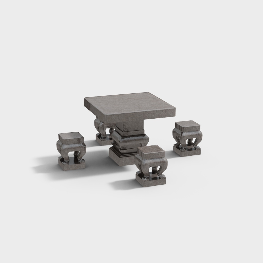 Table chaise en pierre rétro parc