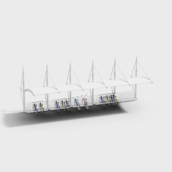 Low-Poly Bicycle Parking Shed 3D model