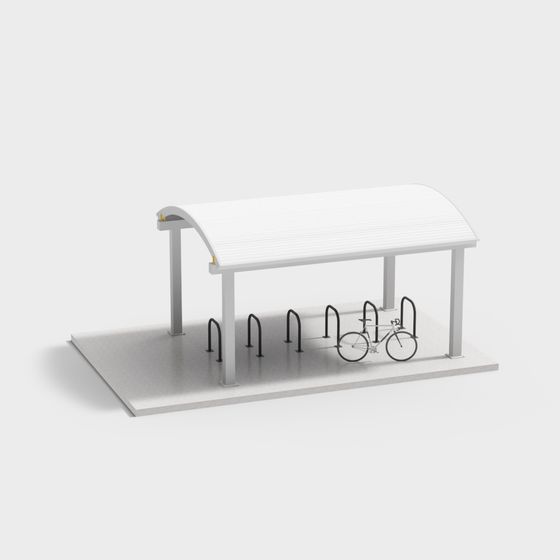 Modern Low-Poly Bicycle Parking Shelter 3D model