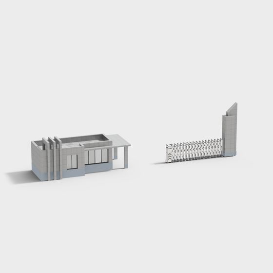 City Gate Low-Poly 3D Model