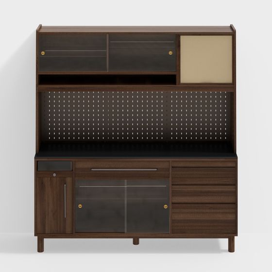 Elegant Low-Polygon 3D Model Furniture Cabinet