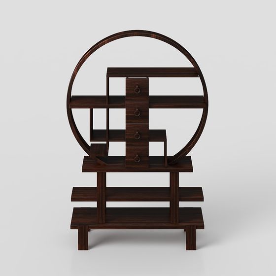 Elegant Curved Bookshelf 3D model