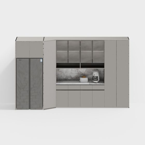 Stylish Low-Poly Kitchen Cabinet 3D model for Modern Spaces