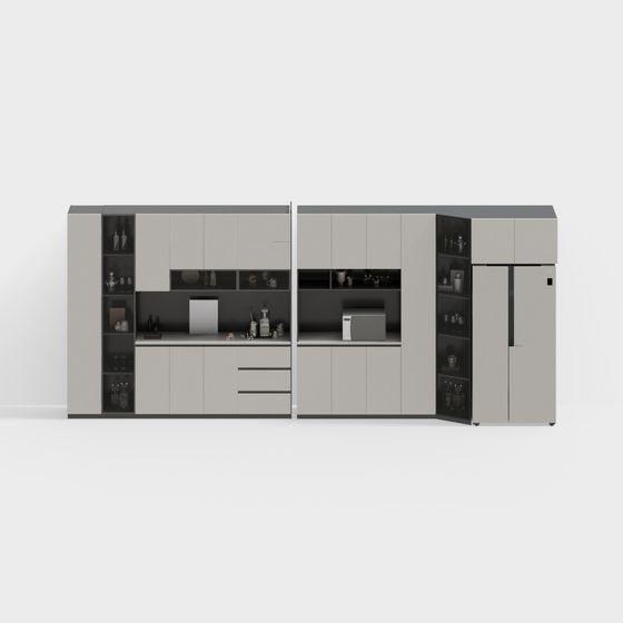 Stylish Low-Poly Kitchen Cabinet Door 3D model