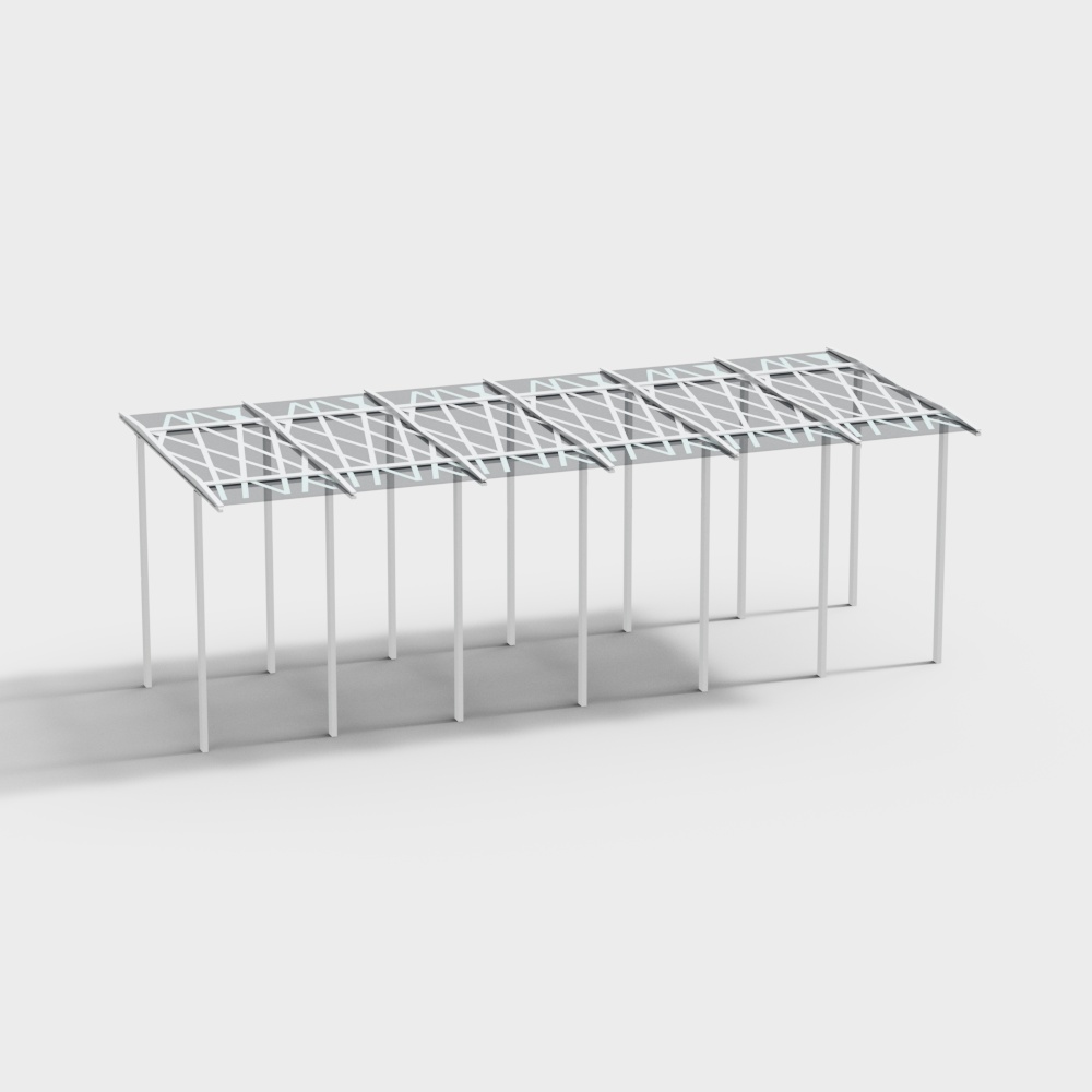 Outdoor artistic strip glass roof carport