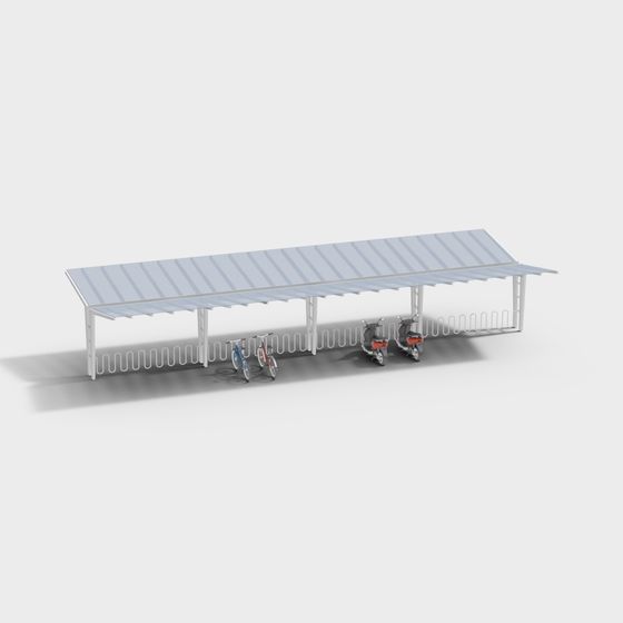 Bike and E-bike Parking Shelter 3D model
