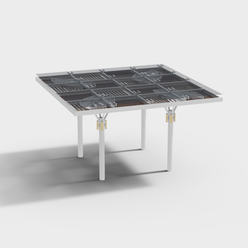 Park art shape grille leaves glass roof carport