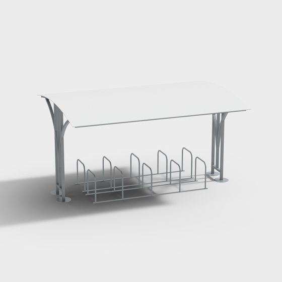 Minimalist Bicycle Parking Shelter 3D model
