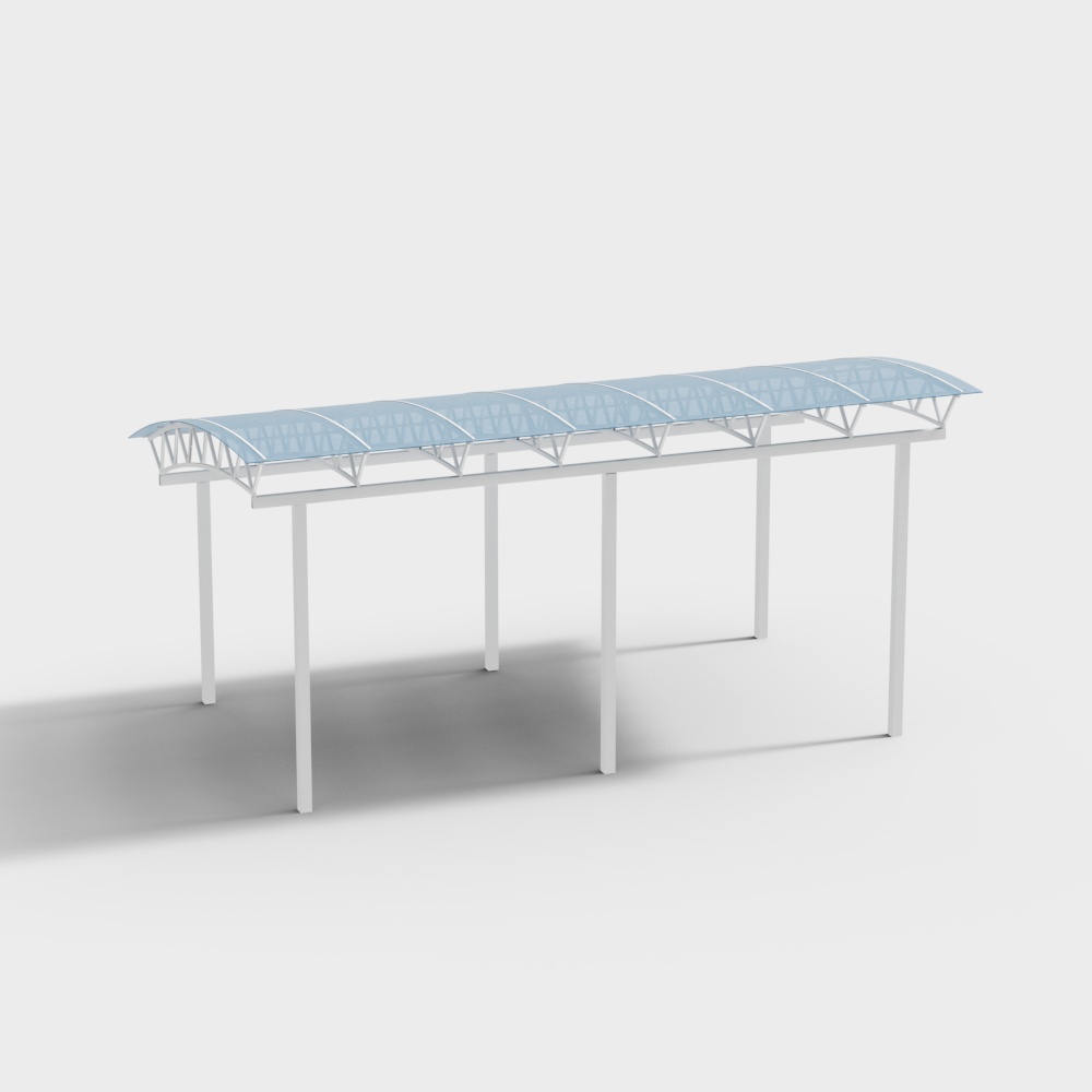 Square glass roof carport