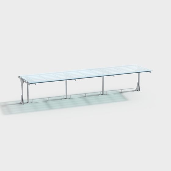 Modern Glass Long Table 3D model