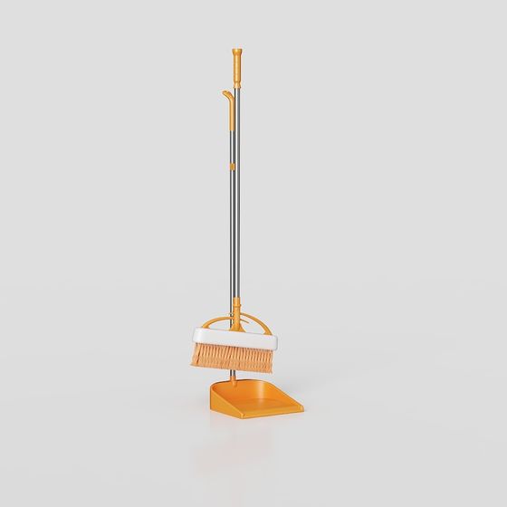 Realistic Broom and Dustpan Set 3D Model