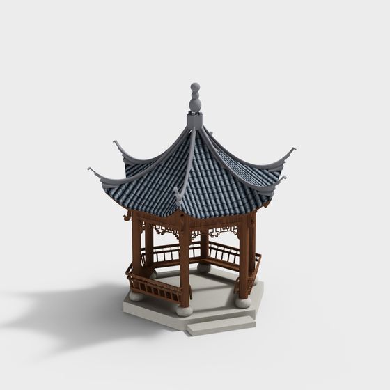 Oriental Pavilion 3D model for Creative Projects