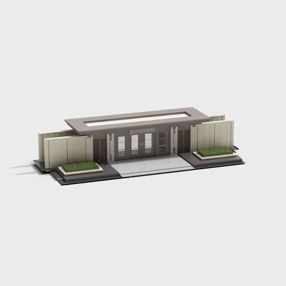 Futuristic Minimalist Low-Poly Building 3D model