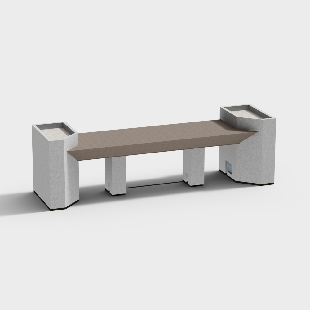 Stylish Urban Bench 3D model for Modern Spaces