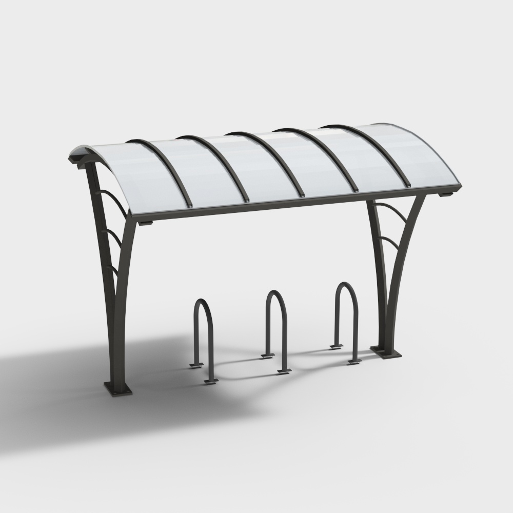 Square simple aluminum roof bicycle shed