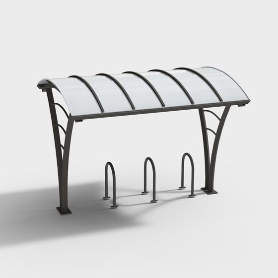 Stylish Low-Polygon Bicycle Shelter 3D model