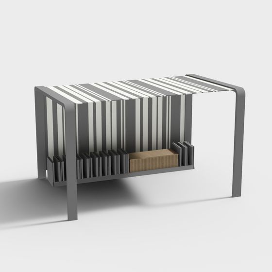 Stylish Striped Bookshelf 3D Model