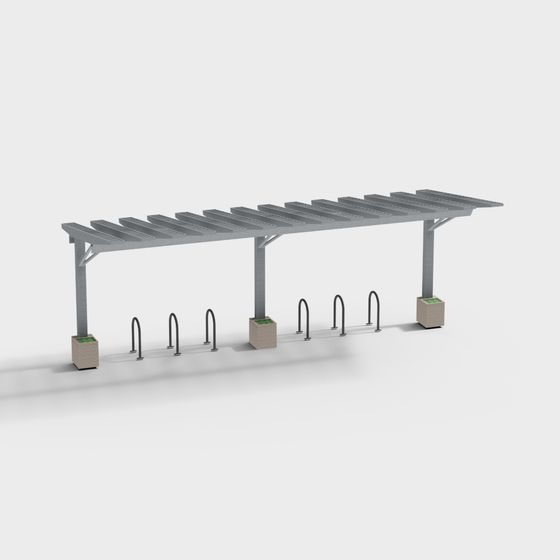 Urban Bicycle Parking Shelter 3D Model