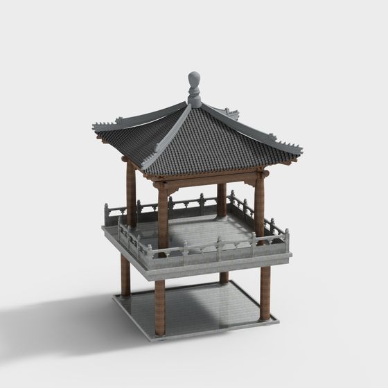 Exquisite East Asian Pavilion 3D model