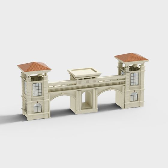 City Gate 3D model - A Fusion of Classic and Modern Design