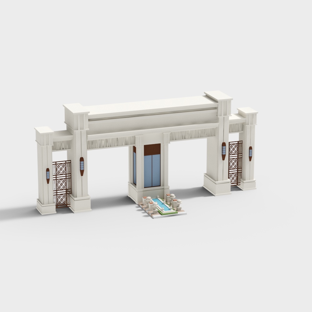 The simple European art style gate of the mansion