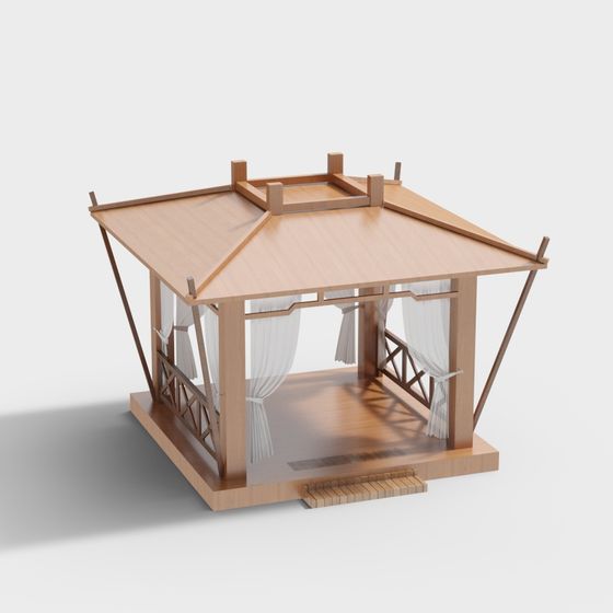 Low-Poly Japanese Style Pavilion 3D model