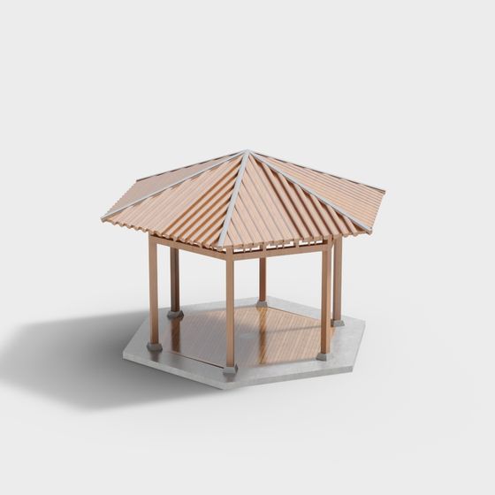 Low Poly Wooden Pavilion 3D model