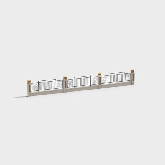 Elegant Low-Polygon Concrete Railing 3D model for Modern Spaces
