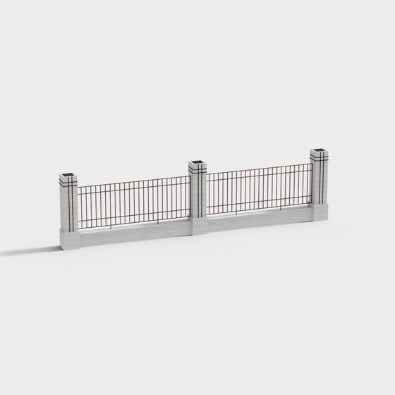 Urban Fence Low-Poly 3D Model