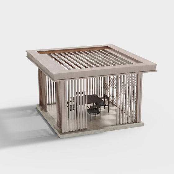 Urban Oasis Pavilion Low-Poly 3D Model