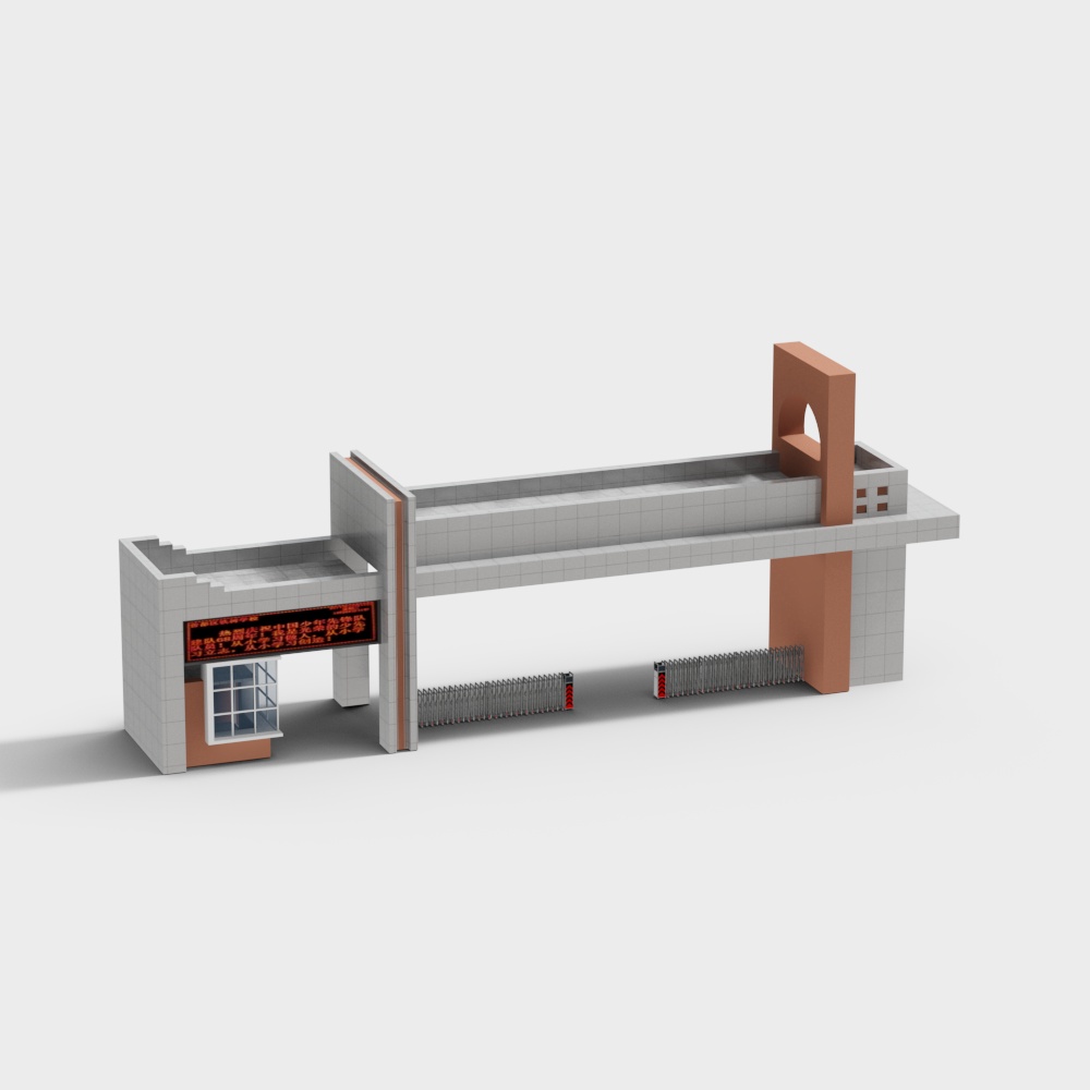 Urban Gateway 3D model - Contemporary Low Poly Bridge