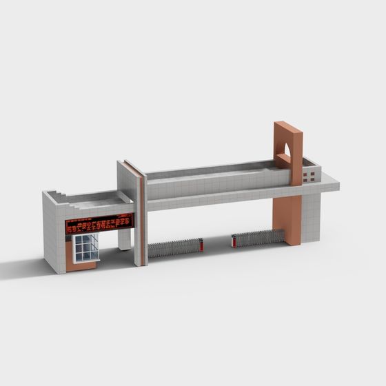 Urban Gateway 3D model - Modern Low Poly Bridge