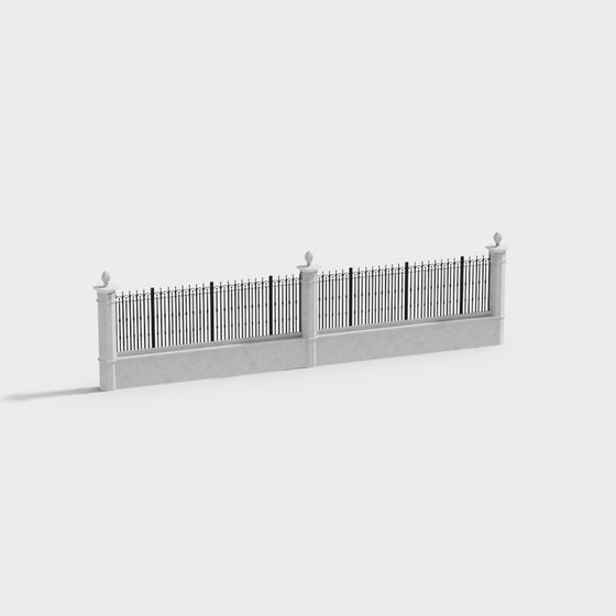 Classic Wrought Iron Fence 3D model